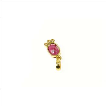 18K 1.36 Ctw Natural Ruby Diamond Accent Yellow Gold Pendant
