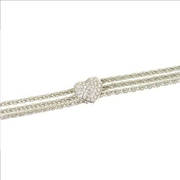 18K 1.40 Ctw Pave Diamond Wheat Palma Chain White Gold Bracelet 7