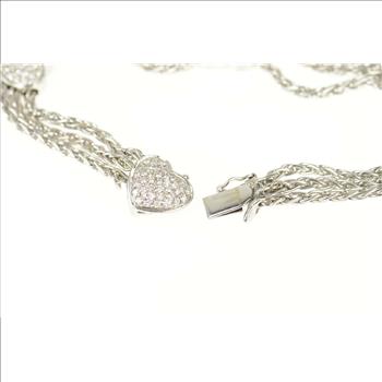 18K 1.40 Ctw Pave Diamond Wheat Palma Chain White Gold Bracelet 7