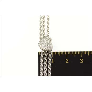 18K 1.40 Ctw Pave Diamond Wheat Palma Chain White Gold Bracelet 7