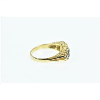 18K 1.44 Ctw Sapphire Diamond Ornate Yellow Gold Ring, Size 7.25