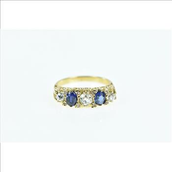 18K 1.44 Ctw Sapphire Diamond Ornate Yellow Gold Ring, Size 7.25