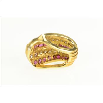 18K 1.62 Ctw Ruby Diamond Channel Striped Yellow Gold Pendant