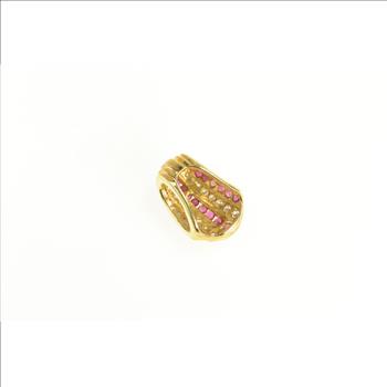 18K 1.62 Ctw Ruby Diamond Channel Striped Yellow Gold Pendant