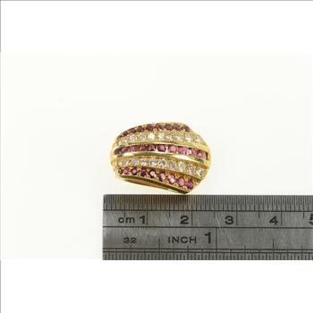 18K 1.62 Ctw Ruby Diamond Channel Striped Yellow Gold Pendant