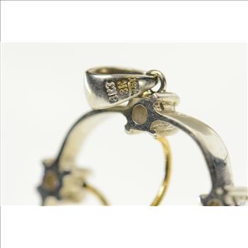 18K 1.66 Ctw Emerald Diamond Two Tone Web White Gold Pendant