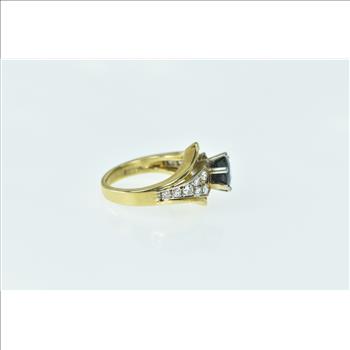18K 1.69 Ctw Sapphire Diamond Chevron Yellow Gold Ring, Size 4.25