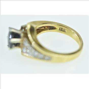 18K 1.69 Ctw Sapphire Diamond Chevron Yellow Gold Ring, Size 4.25