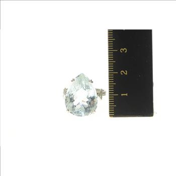 18K 16.95 Ct Natural Aquamarine Diamond Cocktail White Gold Ring, Size 7.25