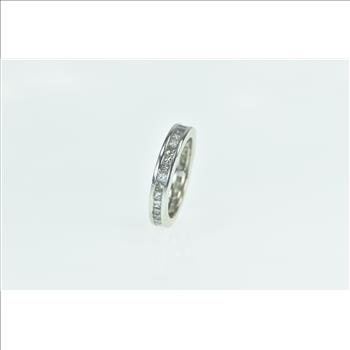 18K 1.70 Ctw Princess Diamond Wedding Band White Gold Ring, Size 4.75
