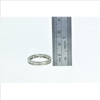 18K 1.70 Ctw Princess Diamond Wedding Band White Gold Ring, Size 4.75