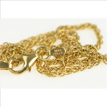 18K 1.7mm Wheat Link Palma Woven Chain Yellow Gold Necklace 15.5