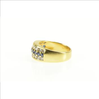 18K 1.88 Ctw Sapphire Diamond Statement Band Yellow Gold Ring, Size 8.5