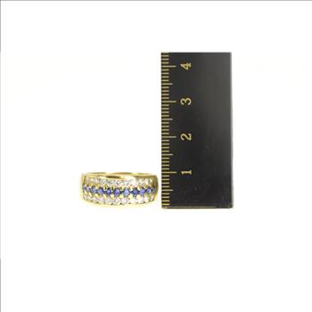 18K 1.88 Ctw Sapphire Diamond Statement Band Yellow Gold Ring, Size 8.5