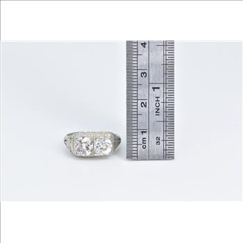 18K 1.90 Ctw Art Deco Natural Diamond Engagement White Gold Ring, Size 7