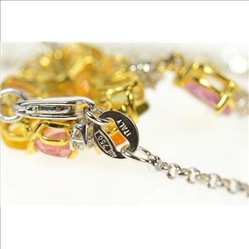 18K 19.11 Ctw Amethyst Drop Sapphire Diamond White Gold Necklace 16