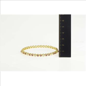 18K 1.92 Ctw Ruby Diamond Encrusted Bangle Yellow Gold Bracelet 6.25