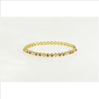 18K 1.92 Ctw Ruby Diamond Encrusted Bangle Yellow Gold Bracelet 6.25