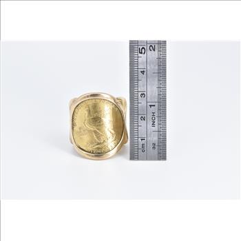 18K 1926 $10 Indian Head Authentic US Peru Coin Yellow Gold Ring, Size 12.5