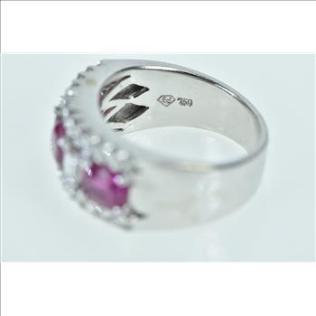 18K 1.93 Ctw Pink Sapphire Diamond Band White Gold Ring, Size 6.5