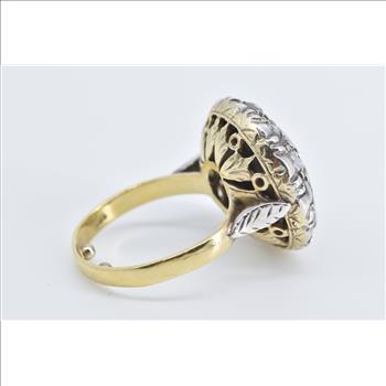 18K 1950's Diamond Encrusted Domed Statement Yellow Gold Ring, Size 5.75