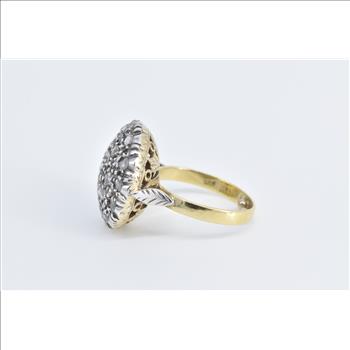 18K 1950's Diamond Encrusted Domed Statement Yellow Gold Ring, Size 5.75