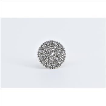 18K 1950's Diamond Encrusted Domed Statement Yellow Gold Ring, Size 5.75