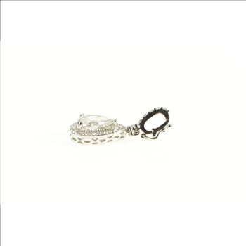 18K 2.09 Ctw Pear 1.40 Ct VS Diamond Halo White Gold Pendant