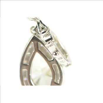 18K 2.09 Ctw Pear 1.40 Ct VS Diamond Halo White Gold Pendant