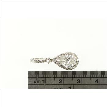 18K 2.09 Ctw Pear 1.40 Ct VS Diamond Halo White Gold Pendant