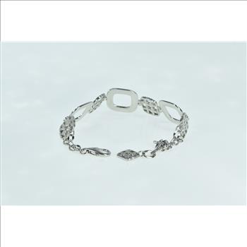 18K 2.10 Ctw Diamond Geometric Square Chain White Gold Bracelet 7.25