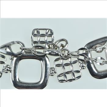 18K 2.10 Ctw Diamond Geometric Square Chain White Gold Bracelet 7.25
