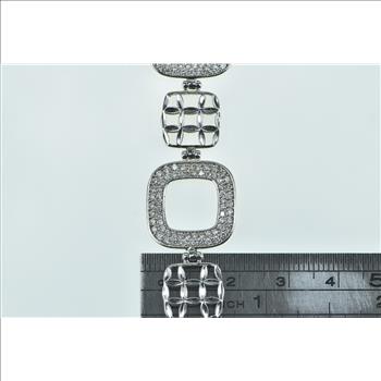 18K 2.10 Ctw Diamond Geometric Square Chain White Gold Bracelet 7.25