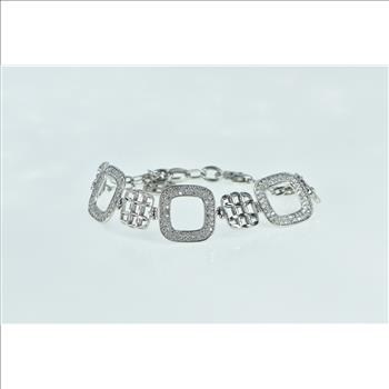 18K 2.10 Ctw Diamond Geometric Square Chain White Gold Bracelet 7.25