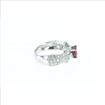 18K 2.13 Ctw Ruby Diamond Engagement White Gold Ring, Size 6.25