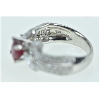 18K 2.13 Ctw Ruby Diamond Engagement White Gold Ring, Size 6.25
