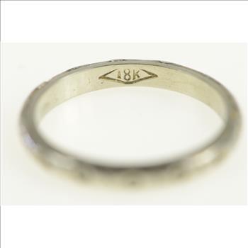 18K 2.5mm Orange Blossom Wedding Band White Gold Ring, Size 5.5