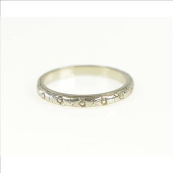18K 2.5mm Orange Blossom Wedding Band White Gold Ring, Size 5.5
