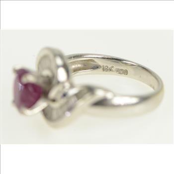 18K 2.60 Ctw Natural Ruby Baguette F, VS Diamond White Gold Ring, Size 6.25