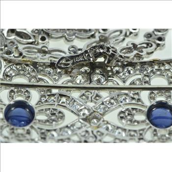18K 26.84 Ctw Sapphire Diamond Encrusted Bib White Gold Necklace 19.5