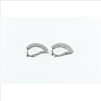 18K 3.00 Ctw F VS-SI Diamond Curvy Bar White Gold Earrings