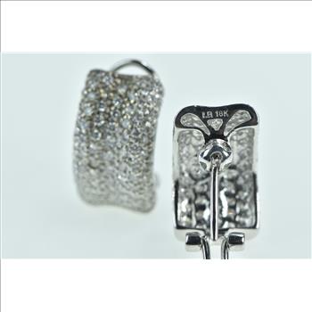18K 3.00 Ctw F VS-SI Diamond Curvy Bar White Gold Earrings