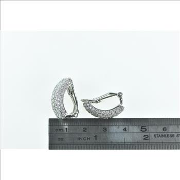 18K 3.00 Ctw F VS-SI Diamond Curvy Bar White Gold Earrings