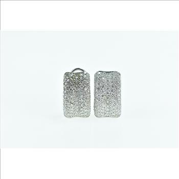 18K 3.00 Ctw F VS-SI Diamond Curvy Bar White Gold Earrings