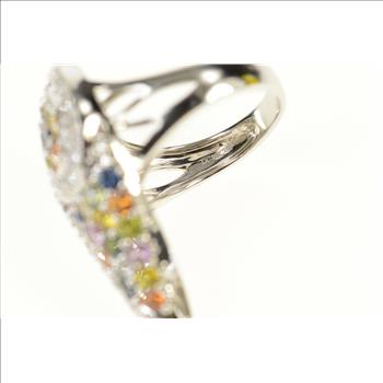 18K 3.10 Ctw Diamond Tourmaline Garnet Cluster White Gold Ring, Size 6