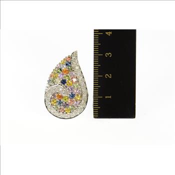 18K 3.10 Ctw Diamond Tourmaline Garnet Cluster White Gold Ring, Size 6