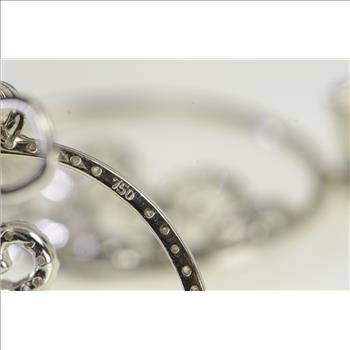 18K 3.50 Ctw Pave Diamond Ornate Swirl Medallion White Gold Earrings