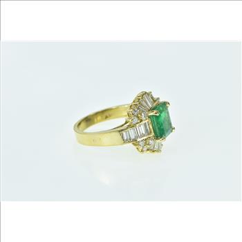 18K 3.64 Ctw Emerald Baguette Diamond Engagement Yellow Gold Ring, Size 6