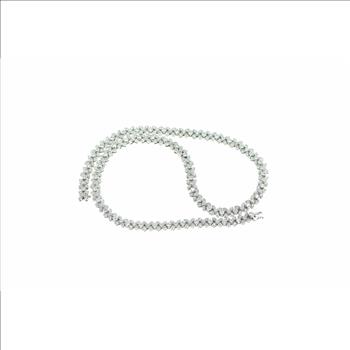 18K 3.80 Ctw Flower Diamond Cluster Chain White Gold Necklace 17.5