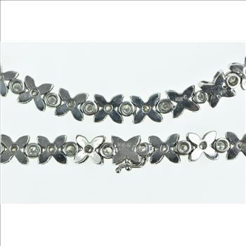 18K 3.80 Ctw Flower Diamond Cluster Chain White Gold Necklace 17.5